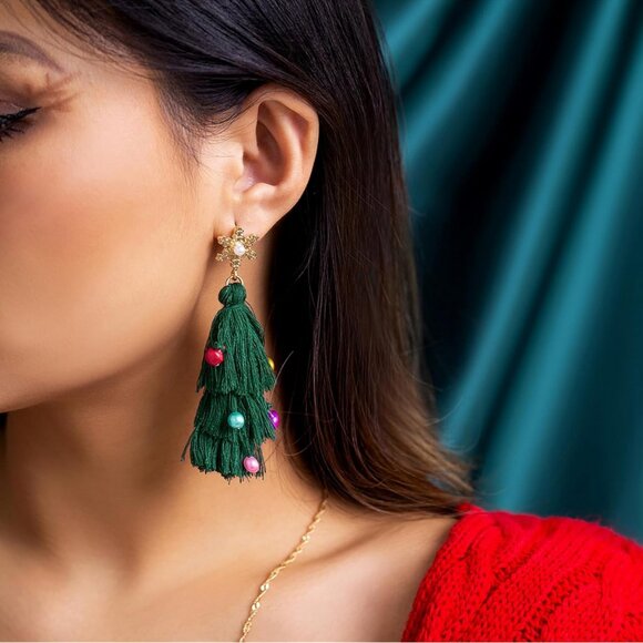 Christmas Tree Christmas Tree Dangle Drop Earrings - Picture 3 of 13